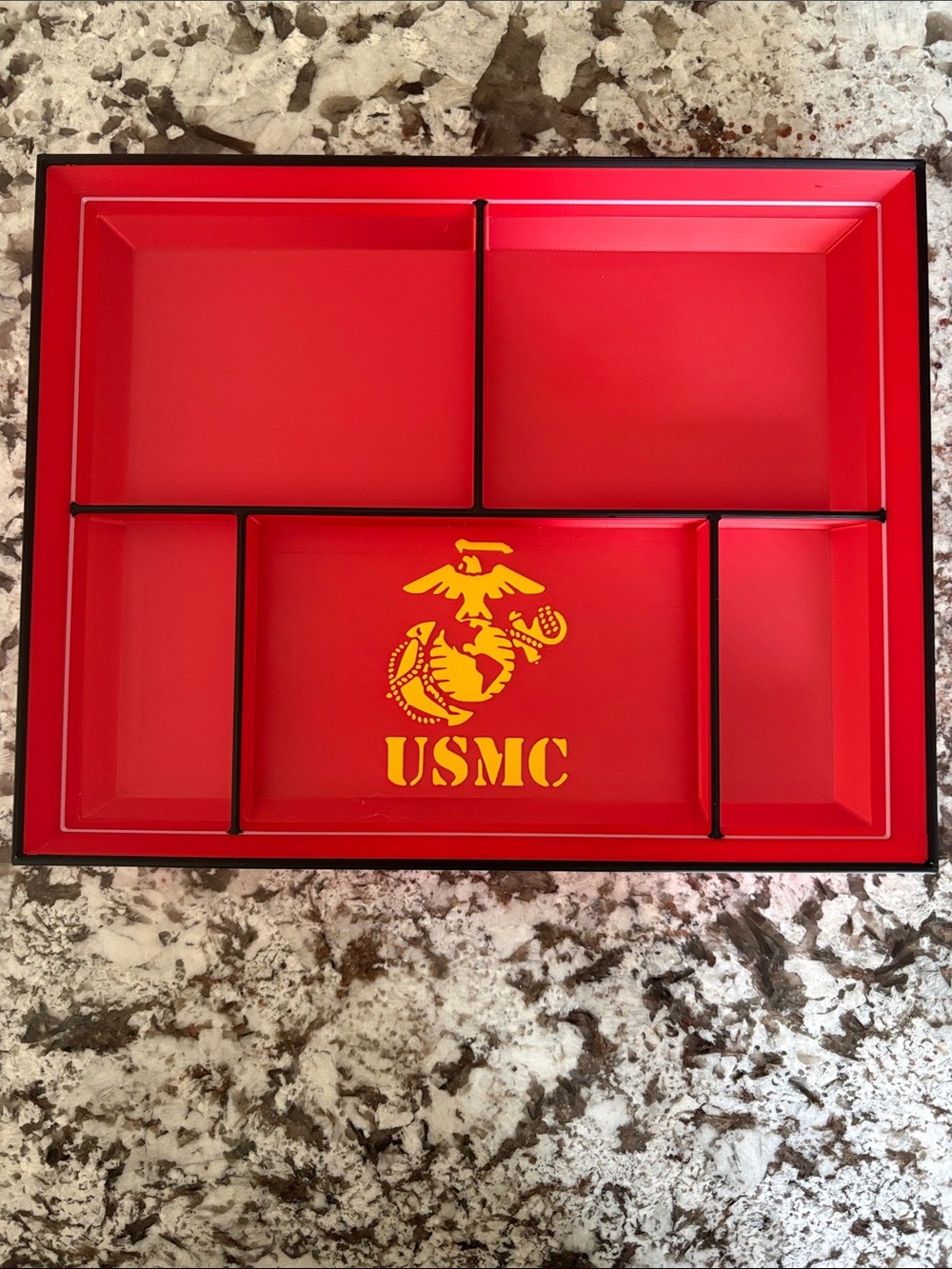 USMC Red Compartment Tray with Yellow Emblem